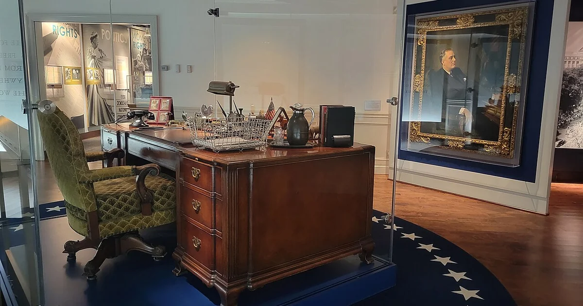 The Hoover desk on display at the FDR Library