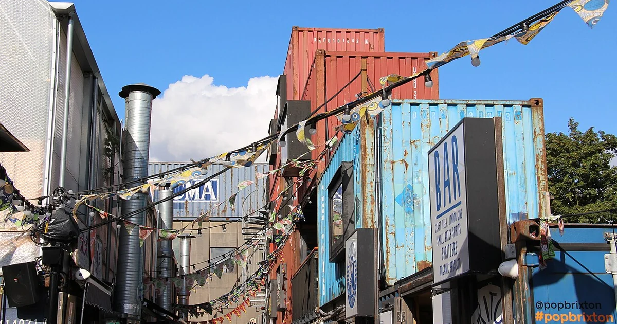 Brixton Station Road Since opening in May 2015 Pop Brixton has fast become a thriving destination for new business, affordable workspaces, innovation and community schemes and food and drink and retail outlets.